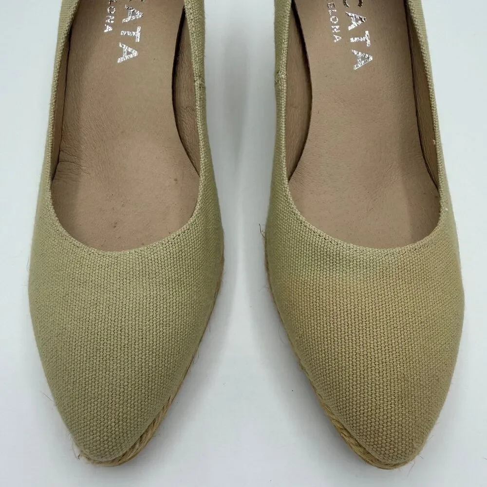 Viscata Barcelona Sand Roses Canvas Wedge Espadrilles Size EU 39 / US 8
